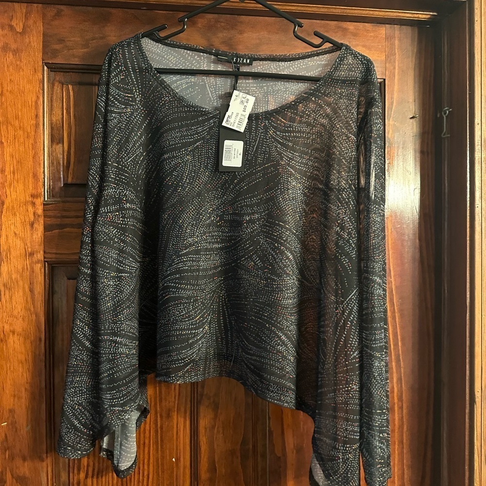 IZ Byer Black Sheer Women's Top